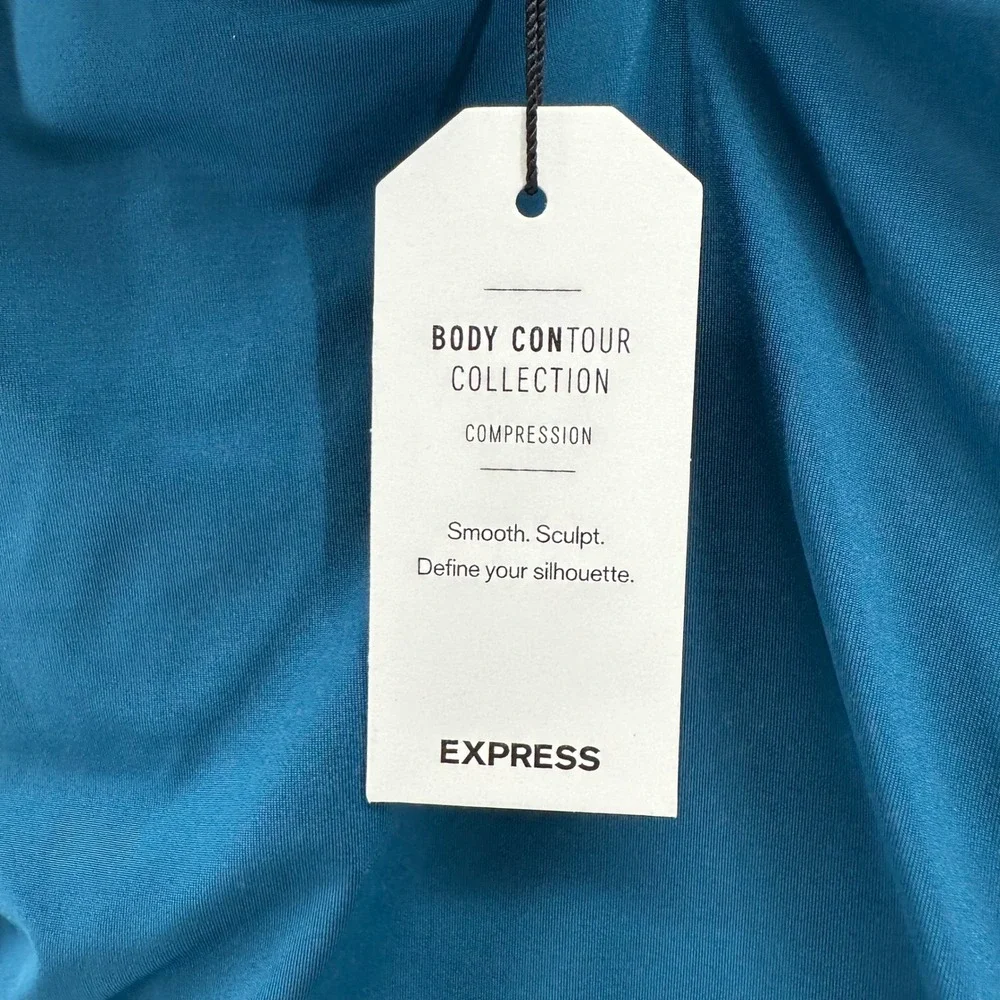 Express Body Contour Bodysuit Women XL Teal Ruched Compression Thong New - Picture 5 of 9